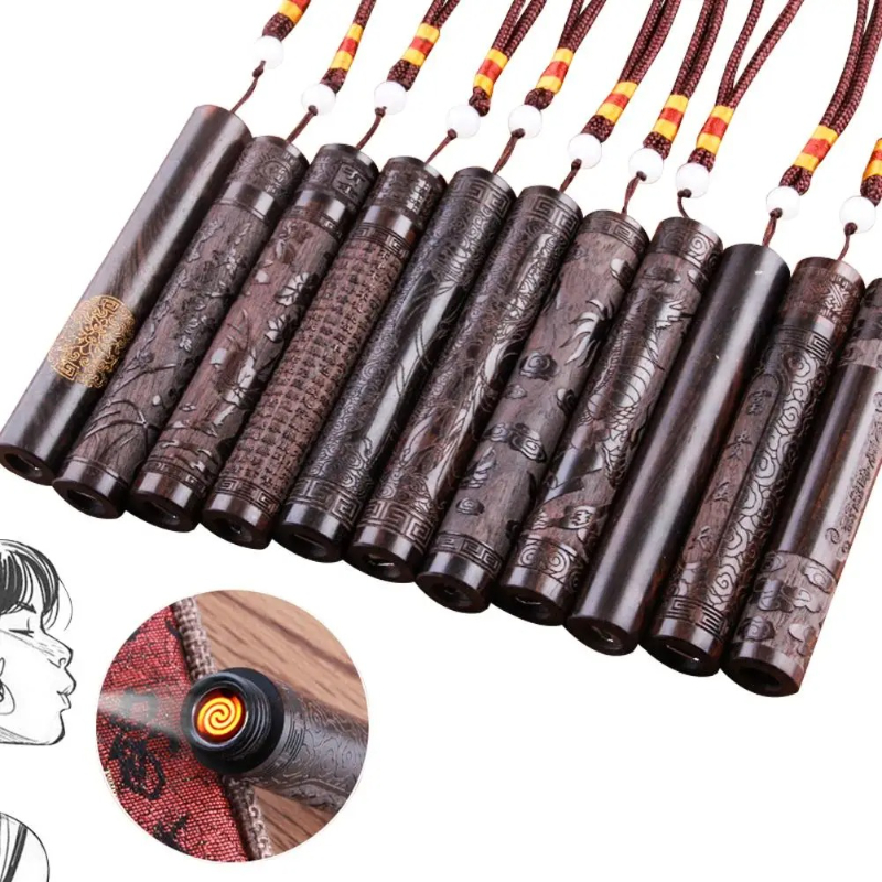 Electronics And Gadgets With A - Creative Carving Sandalwood Electronic Lighter Portable